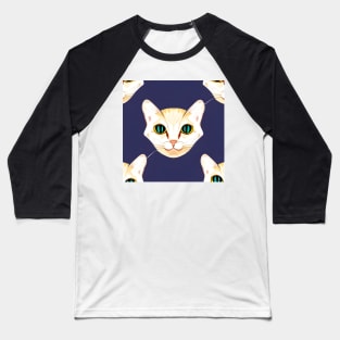 Whisker Wonderland Playful Cat Head Tiling Illustration Baseball T-Shirt